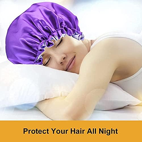 Satin Bonnet Silk Bonnet Hair Bonnet for Sleeping Bonnets for Black Women - 5pcs Large Adjustable Bonnet for Curly Hair