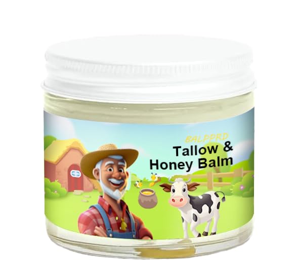 Tallow Honey Balm | Beef Tallow for Skin - Handmade All-Natural Moisturizer with Grass-Fed Beef Tallow & Raw Wild Honey for Smooth, Hydrated Skin (1pc)