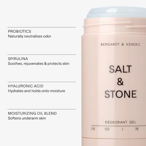 SALT & STONE Gel Deodorant for Women & Men | No Aluminum & No Baking Soda | Free From Parabens, Sulfates & Phthalates (2.6 oz)