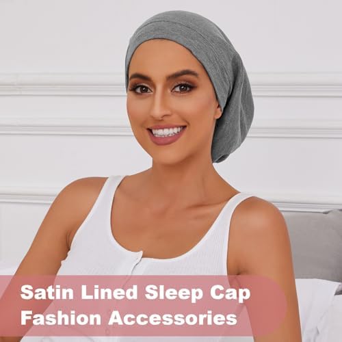 Silk Bonnet for Sleeping Women, Adjustable Silky Satin Lined Sleep Cap, Silk Hair Wrap for Sleep Night Cap