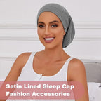 Silk Bonnet for Sleeping Women, Adjustable Silky Satin Lined Sleep Cap, Silk Hair Wrap for Sleep Night Cap