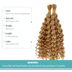 Human Braiding Hair for Boho Braids Human Hair Braiding Hair 100g 24 Inch Curly Boho Hair for Braiding Knotless Water Wave Bulk Human Hair for Braiding 2 Bundles/Pack Honey Blonde Human Hair Bulk