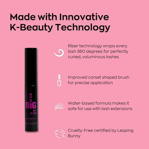 Elizabeth Mott Black Volumizing Smudge-Proof Cruelty Free Lengthening Fiber Mascara Set with Hourglass Wand, Water-Resistant, Safe for Eye Lash Extensions, Travel-friendly, Mini Trio Set, 4 ml x 3