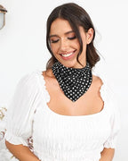 AWAYTR 3Pcs Hair Bandanas Head Kerchief for Women Girls Tie-Back Boho Hair Scarf Headband Bandana Triangle Head Scarf (Polka Dot - Red/Black/Dark Blue)