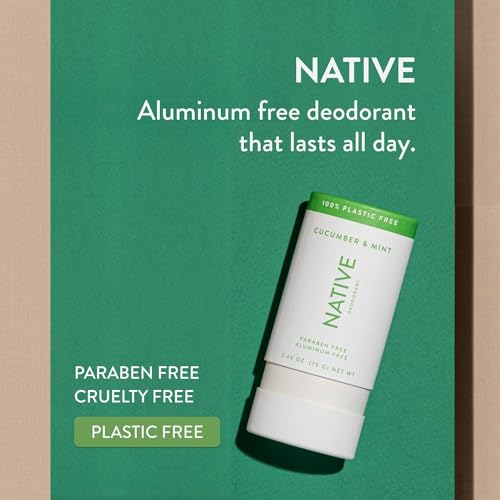 Native Plastic Free Deodorant Contains Naturally Derived Ingredients, 72 Hour Odor Control | Deodorant for Women and Men, Aluminum Free with Baking Soda, Coconut Oil and Shea Butter | Cucumber & Mint