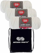 Red Heart with Love Eggshell E400-1101 (3-Skeins - Same Dye Lot) Worsted Medium #4 Acrylic Yarn for Crocheting and Knitting with Project Bag