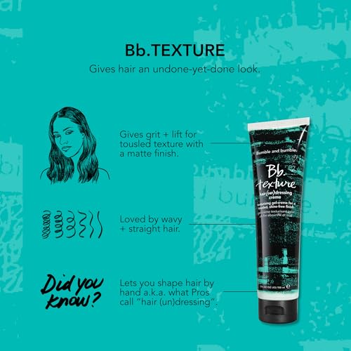 Bumble and bumble. Texture Hair Un(dressing) Styling Cream | Volumizing | Adds Texture + Matte Finish | Curly, Wavy, Straight, 5 Fl Oz
