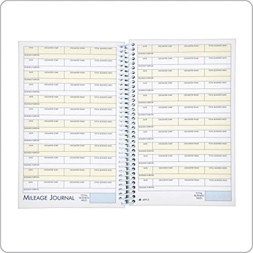 Adams ABFAFR12 Vehicle Mileage and Expense Journal, 5-1/4" x 8-1/2", Fits the Glove Box, Spiral Bound, 588 Mileage Entries, 6 Receipt Pockets,White