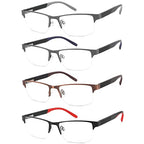 mrbobmslee 4 Pack Reading Glasses for Men, Blue Light Blocking Computer Readers, Anti UV Ray/Eye Strain/Glare, Metal Frame Eyeglasses with Pouches(175 Magnification Strength)