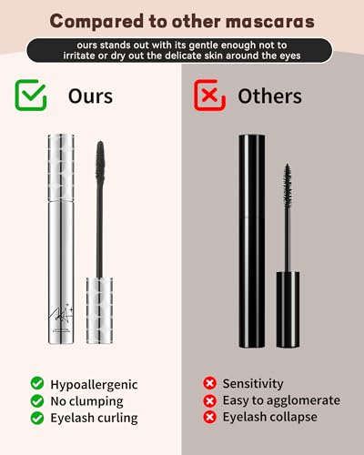 Mascara for Older Women 60 Plus, Black+Brown Mascara Volume and Length for Mature Women with Thinning Lashes, Prime Mascara Waterproof Long Lasting Volumizing,Hypoallergenic Mascara for Sensitive Eyes