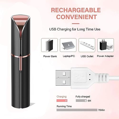 Facial Hair Removal for Women Painless Hair Remover- as Seen on TV Painless Face Shaver-Waterproof Shaver Razor Hair Remover with LED Light for Face Bikini Peach Fuzz Upper Mustache Lip Chin