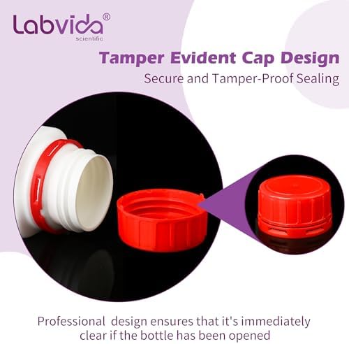 1 PC Lab Reagent Bottles with Red Tamper Evident Cap, 2000ml/67.6oz Wide Mouth Round Sample Storage Container Sealing Bottles for Classrooms, Storage at Home, or Laboratories, LVAP001