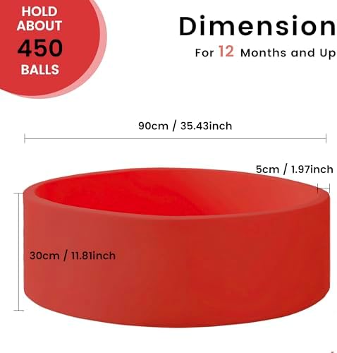 Ball Pit for Toddlers 35.43''x11.81 Baby Ball Pits Soft Memory Foam Ball Pits Round Kids Ball Pools Indoor Kids Play Ball Pool Ideal Gift for Girls and Boys (Red, NO Balls)