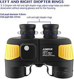 AOMEKIE Marine Binoculars for Adults 7X50 Military Waterproof Binoculars with Illuminated Rangefinder Compass BAK4 Prism IPX7 Fogproof for Boating Navigation Hunting Fishing Water Sports