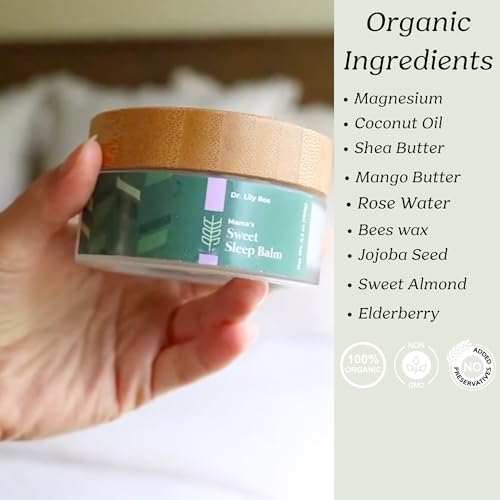 Dr. Lily Ros Magnesium Balm Cream | Organic Nighttime Sleep Magnesium Lotion | For Feet, Stomach, Legs, Buttocks, Arms or Chest | For Pregnancy Pain | Safe Ingredients
