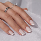 BTArtbox French Tip Press On Nails - Short Press on Nails Square, Glue On Nails for Women Gift, Supremely Fit Natural Stick On Nails in 15 Sizes - 30 Fake Nails Kit, Classic French
