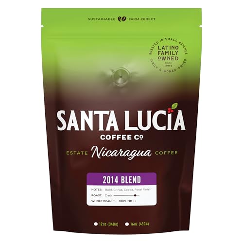 Specialty Volcanic Nicaraguan - 2014 Bold Dark Roast Coffee, Rich & Intense, Low Acid, 91 Point, SHG, Small Batch Roasted, Farm Direct, 100% Single-Origin | Santa Lucia Coffee | Whole Bean 16oz