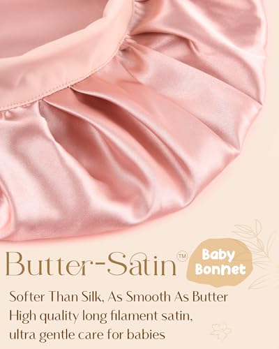 YANIBEST 2 PCS Baby Bonnet Toddler Silk Satin Bonnet for Kids Sleeping Cap Curly Natural Hair Baby Bonnets for Girls Boys Infant Newborn