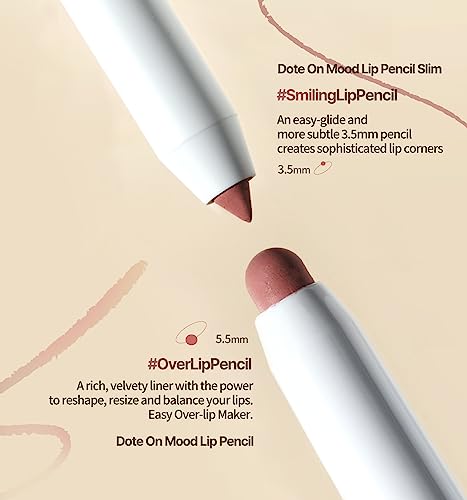 Heart Percent Dote On Mood Lip Pencil, Long-Lasting Creamy Lip Crayon Smooth Color Liner Retractable Lipstick Pencil 0.8g, #01. Peach Beige