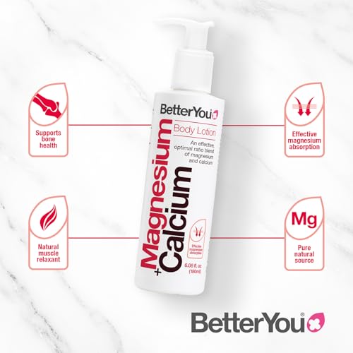 BetterYou Magnesium Plus Calcium Body Lotion - Body Cream With Magnesium And Calcium - Topical Cream For Bone Support - Dry Skin Lotion - 6.08 oz