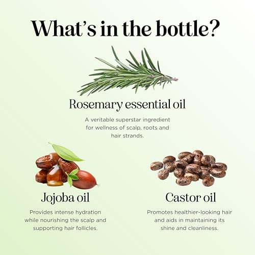 Rosemary Hair Oil for Hair Growth - Strengthening Vegan Hair Growth Oil for Women & Men Amla Castor and Pumpkin Oil - Thickening Hair Serum for Hair Growth for Dry Damaged and Thinning Hair (4 Fl Oz)
