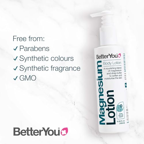 BetterYou Magnesium Body Lotion - Body Cream with Magnesium And Shea Butter - Softens Skin, Relaxes Muscles - Nourishing And Lightweight - 6.08 oz