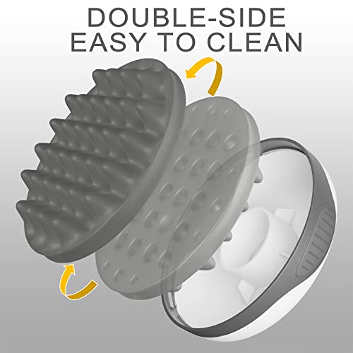 Silicone Hair Brush, Gray - Curly Hair Brush with Double-Sided Use, Different Sized Holes for Curling Afro and Short Hair, Non-Slip Twist Curl Comb for Men and Women, Travel Size