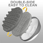 Silicone Hair Brush, Gray - Curly Hair Brush with Double-Sided Use, Different Sized Holes for Curling Afro and Short Hair, Non-Slip Twist Curl Comb for Men and Women, Travel Size