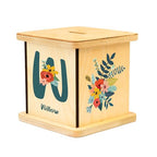 Wooden Piggy Bank for Kids and Adults, Personalized Gift Handmade in USA by BloomOwl, Custom Piggy Bank, Personalized Banks for Kids, Gifts for Baby Boys and Girls (Floral- Botanical)