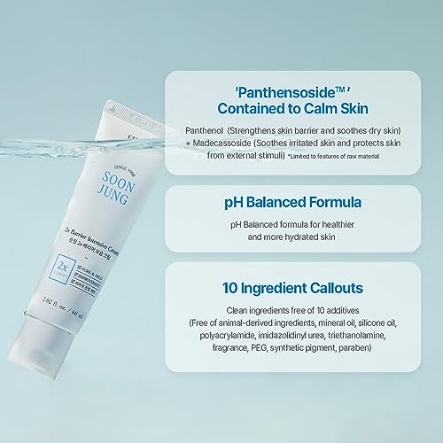 ETUDE SoonJung 2x Barrier Intensive Cream Duo Set (2.02 Fl.oz x 2ea) | Hypoallergenic Shea Butter Hydrating Facial Cream for Sensitive Skin, Panthenol for Damaged Skin | Korean Skin Care, Pefect Gift
