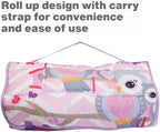EVERYDAY KIDS Nap Mat with Removable Pillow - Sweet Owls - Carry Handle with Straps Closure, Rollup Design, Soft Microfiber for Preschool, Daycare, Travel Sleeping Bag - Ages 3-6 Years