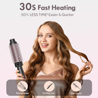 Thermal Brush Blowout, Curling Iron 1.5 Inch Thermal Round Hair Curling Brush with 5 Temp Settings, Universal Voltage, Tourmaline Ceramic, Negative Ion Technology, New Update Rose Gold