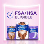 Always Discreet for Sensitive Skin Underwear, Four Times Skin Protection, Dermatologically Tested, Fragrance-Free, Maximum Absorbency, Large, 24 Count