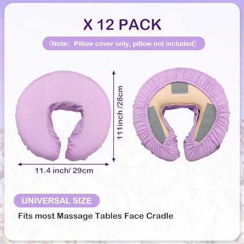 Tatuo 12 Pcs Face Cradle Covers for Massage Head Rest Microfiber Reusable Soft Thicker Massage Table Face Covers Oil Proof Headrest Cradle Sheets for Spa Beauty(Purple)