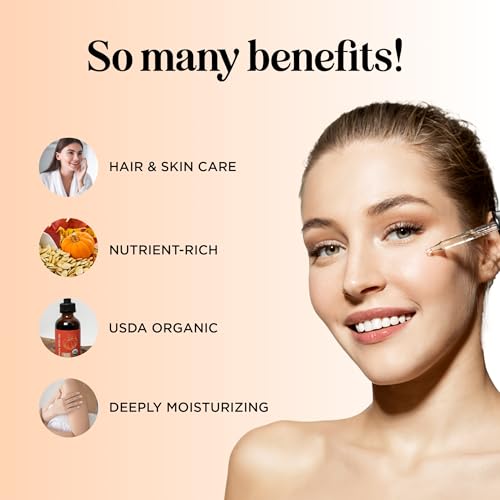 Pumpkin Seed Oil Organic Certified - 100% Pure Organic Pumpkin Seed Oil for Hair Growth and Anti Aging Face Oil - Organic Hair Oil for Dry Hair and Growth - Virgin Cold Pressed & Unrefined (16oz)