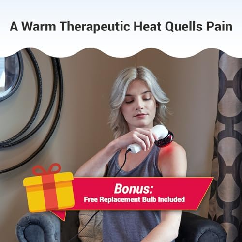 Portable Red Light Therapy Infrared Heating Wand by Infarex, Handheld Heating Lamp with Replacement Red Light Bulb, Provides Targeted Relief for Muscle Pain and Increased Blood Circulation