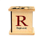 Wooden Piggy Bank for Kids and Adults, Personalized Gift Handmade in USA by BloomOwl, Custom Piggy Bank, Personalized Banks for Kids, Gifts for Baby Boys and Girls (Buffalo Plaid)