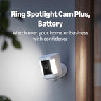 Like-New Ring Spotlight Cam Plus, Battery | Home or business security with HD video, Two-Way Talk, Color Night Vision, and Security Siren (2022 release) - White