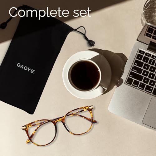 Gaoye Blue Light Blocking Glasses, Retro Round Eyewear Frame Anti Eyestrain Computer Glasses for Women Men (Tea Leopard/Transparent Lens)
