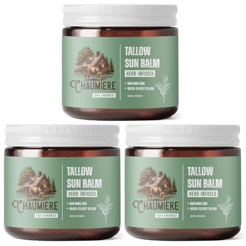 Herb-Infused Beef Tallow Sun Balm with Premium Natural Fragrance (2oz) 65g | Non Nano Zinc, | Grass-Fed, Pasture-Raised Beef Tallow from American Small Farms | Daily Use Organic Skin Moisturizer + Protection | Made In USA