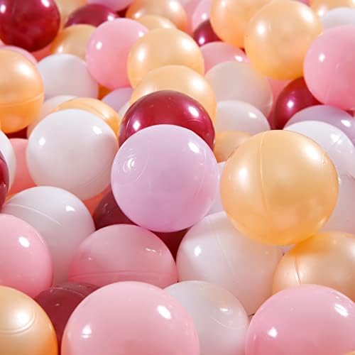 GOGOSO Ball Pit Balls for Toddler, Baby Plastic Playballs Kids Soft Pastel Pelotas Non-Toxic BPA-Free,Pink+Gold+White+red+Purple,100 Balls
