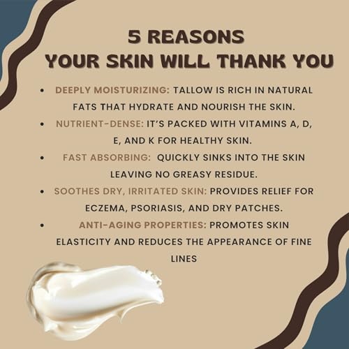 Grass-Fed & Finished Organic Tallow Cream | Face & Body Moisturizer | Lost N' Lavender (Lavender Essential Oil & Jojoba Oil) | For Sensitive, Dry & Irritated Skin (4 Fl Oz)(A1)