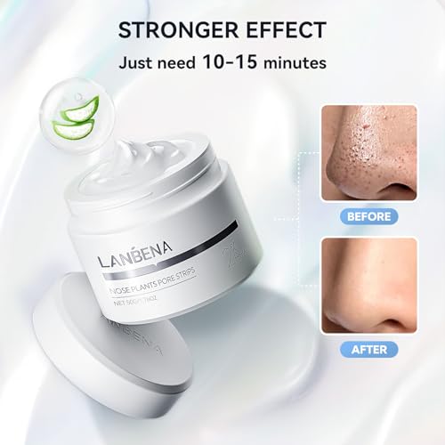 LANBENA Nose Strips for Blackheads (1.76 Oz), 100 pcs Nose Plants Pore Strips, Blackhead Remover Mask, NOTE: Place Bottle in Boiling Water for 5 min to Soften Dry/Solid Cream
