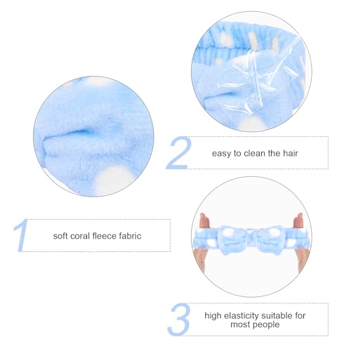 Semato Bachelorette Party Favor Set - Bride and Bridesmaid Spa Headbands, Skincare Head Bands for Women, Cute Bow Party Supplies (Blue Dot)