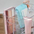 STORi Bliss 5-Compartment Plastic Cosmetics Storage Organizer, Set of 2 | Clear | Rectangular Divided Makeup Bin & Vanity Caddy with Pass-Through Handles | Round Corner Design | Made in USA