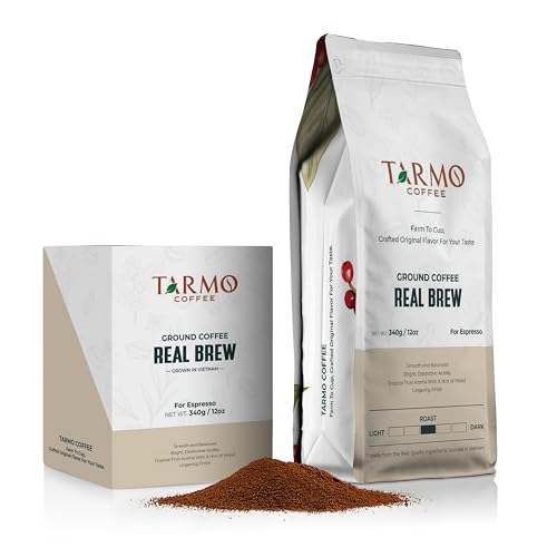 Tarmo Coffee | REAL BREW - Low Acid Ground Coffee, Vietnamese Coffee, Premium Arabica, Medium Roast, 12 Oz Bag