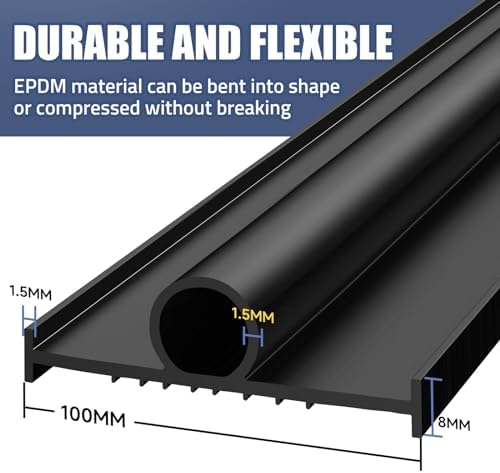 Jin&Bao Garage Door Bottom Weather Stripping Rubber Seal with T-Ends 5/16" - Protect Your Garage from Weather, Insects, and Dust with Premium Garage Door Draft Stopper（16FT, Black）
