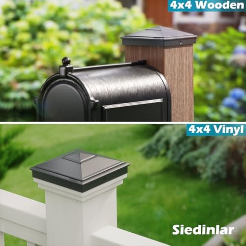 SIEDiNLAR 4x4 Pyramid Post Caps Waterproof Outdoor 4x4 Post Cover, Fits 3.5x3.5 4x4 Wood Vinyl Posts for Fence Deck Mailbox Patio (Black, 24 Pack)
