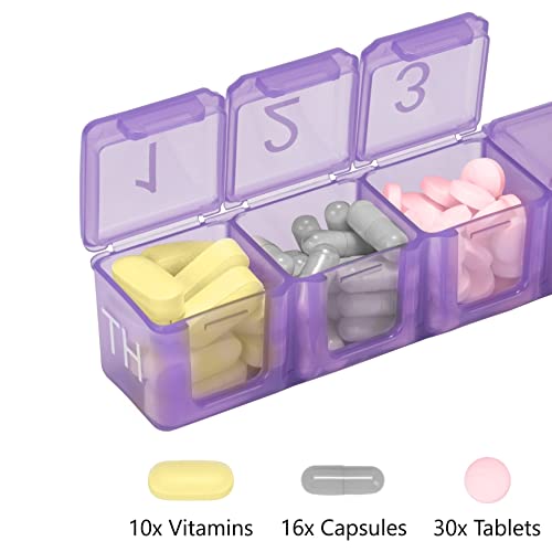e-Pill 5 Times a Day x 7 Day Large Weekly Pill Organizer, Vitamin and Medicine Pill Box - with Discreet Case