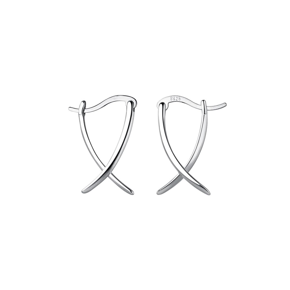 SLUYNZ 925 Sterling Silver X Hoop Earrings for Women Teen Girls Minimalist Hoop Earrings Huggie (A-Sterling Silver)